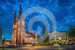 Uppsala Cathedral in the evening, Sweden