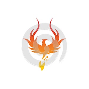 Upright Flying Phoenix Fire Bird abstract Logo design vector template