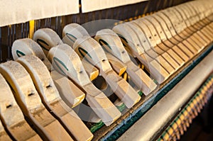 Upright piano hammers detail