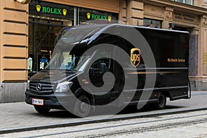 UPS Delivery Truck Parked by Street