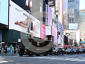 UPS Delivery Truck in Times Square in New York City.