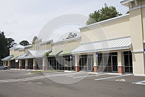 Upscale beige strip mall photo