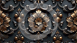 upscale damask pattern, boasting refined earth-tone colors, designed to create a seamless and sophisticated background