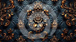 upscale damask pattern, boasting refined earth-tone colors, designed to create a seamless and sophisticated background