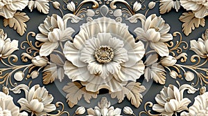 upscale damask pattern, boasting refined earth-tone colors, designed to create a seamless and sophisticated background