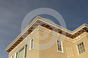 Upscale house roof and cornice detail