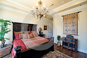 An upscale master bedroom