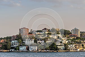 Upscale Neighborhood around Duff Reserve in bay, Sydney Australia