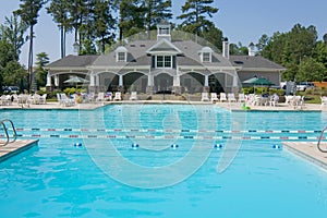 Upscale swimming pool pavilion