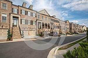 Upscale Townhome development on an empty street