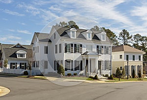 Upscale white family home on street corner