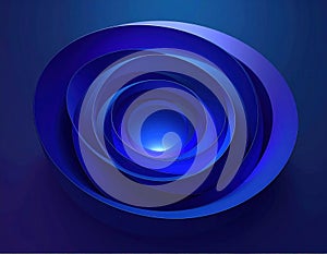 A 3D modern art image of a spiraling vortex in Blue. Generated image
