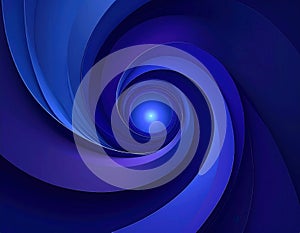A 3D modern art image of a spiraling vortex in Blue. Generated image