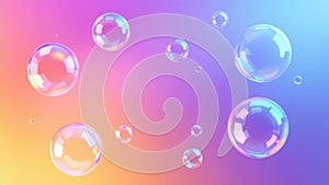 Vibrant Iridescent Soap Bubbles on Gradient Background