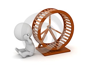 Upset 3D Characte with a Hamster Wheel