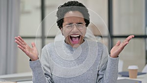 Upset African Woman Screaming, Shouting