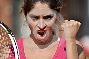 Upset Athlete Colombian Girl Tennis Player