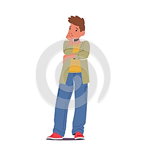 Upset Boy, Teenager with Sad Face Expression Isolated on White Background. Bad Mood, Problem in Family or School