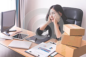 Upset business woman stressed out from work overload