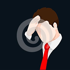 Upset businessman clutching his head-Vector Illustration