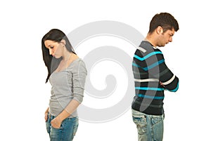 Upset couple in conflict