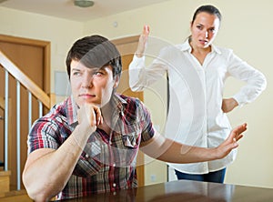 Upset couple during conflict