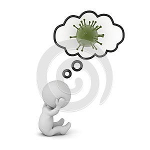 Upset 3D Character Thinking About a Virus