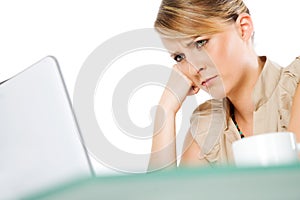 Upset female laptop