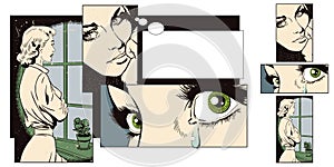 Upset girl. Bad news. Stock illustration.