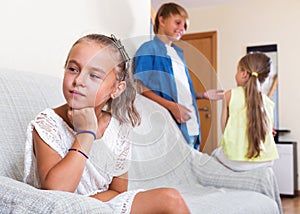 Upset girl is jealous sister of stepbrother