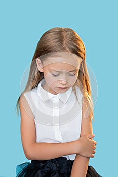 upset girl kids punishment mistake regret ashamed