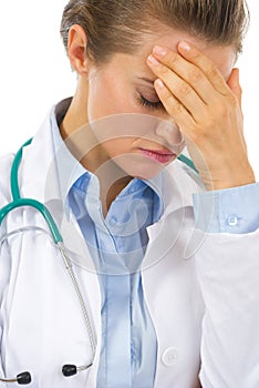 Upset medical doctor woman