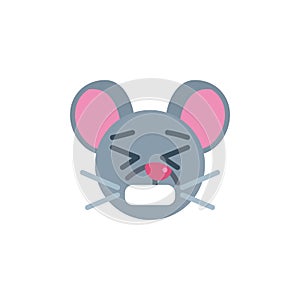 Upset mouse face emoji flat icon
