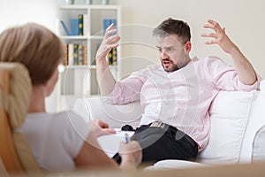 Upset patient during psychotherapy