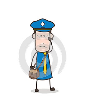 Upset Postboy Character Face Expression Vector