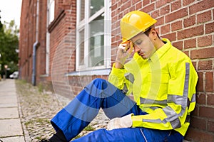 Upset Sad Construction Worker