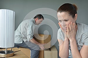 Upset woman do not want to move to a new home