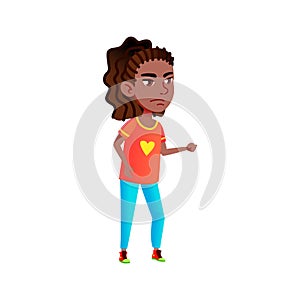 upset youngster girl clenches fist to fight cartoon vector