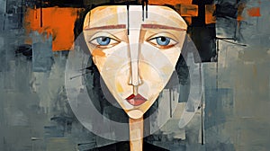 Upside Down Digital Art A Cubist Portrait Of A Female Face With Intense Emotional Expression