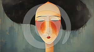 Upside Down Folk Art: Abstract Whispers In Orange - Amedeo Modigliani Oil Painting