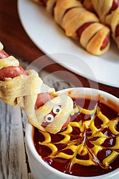 Upside Down Halloween Mummy Hot Dog