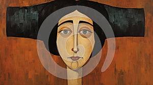 Upside Down Painting: A Captivating Portrait In The Style Of Amedeo Modigliani