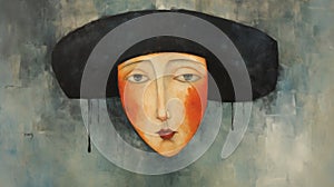 Upside Down Painting: A Hat-shaped Face In The Style Of Didier Loureno