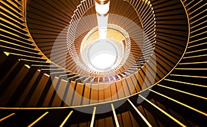 Upside view of a spiral staircase.