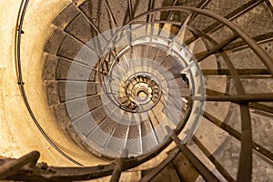 Upside view of a spiral staircase