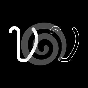 Upsilon greek symbol small letter lowercase font icon outline set white color vector illustration flat style image photo