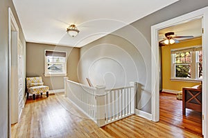 Upstairs hallway with staircase photo