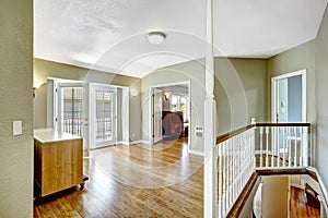 Upstairs room with walkout deck in empty house photo