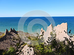 Upstate NY Chimney Bluff State Park vista on Lake Ontario