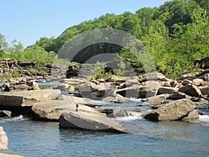 Upstream in Beautiful Rock Island State Park at th